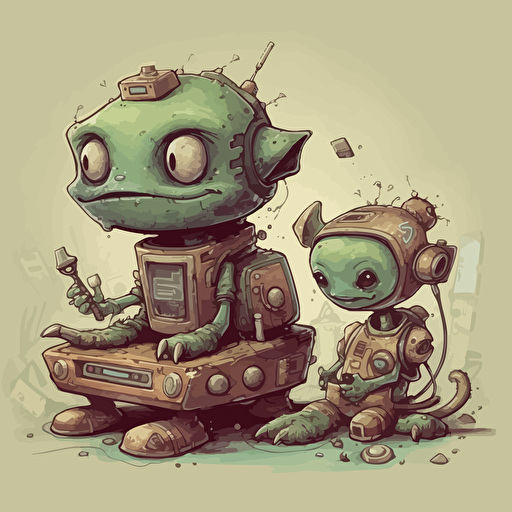 vector art cute data goblin :: 2 computer/robot :: 1