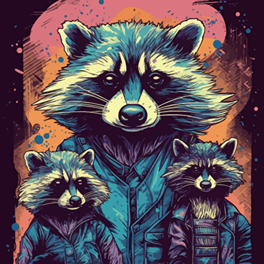 Killer Racoons,Horror, VHS Horror, VHS, Sticker, 80s vhs cover, 80s horror comic art, Vector