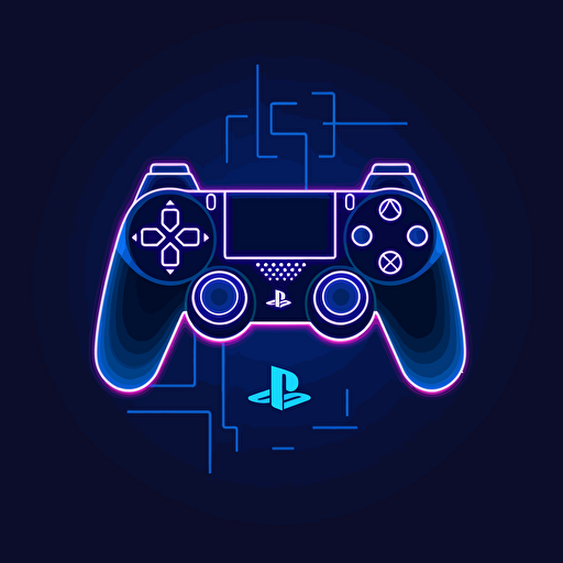 a logo, vector illustration of a playstation gaming pad, symmetrical, minimalistic