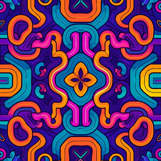 trippy shipibo colorful pattern, 2d vector art, flat colors