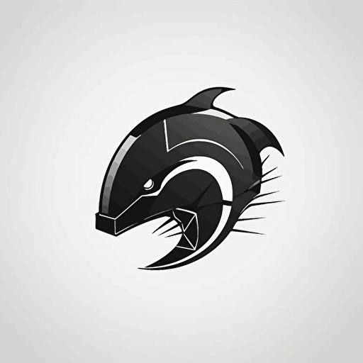 iconic futuristic minimalistic logo of apex predator orca AI trading bot, vector, creative, black logo on white background,