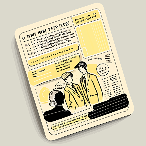 vector art of collaborative social Christian sermon note taking, pastel yellow black and white color scheme