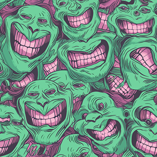 the joker laughing; vector seamless background, green and pink