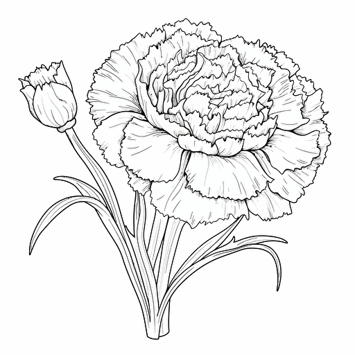 Carnation ignorant style No Shadow. Coloring page. Vector. Simple.