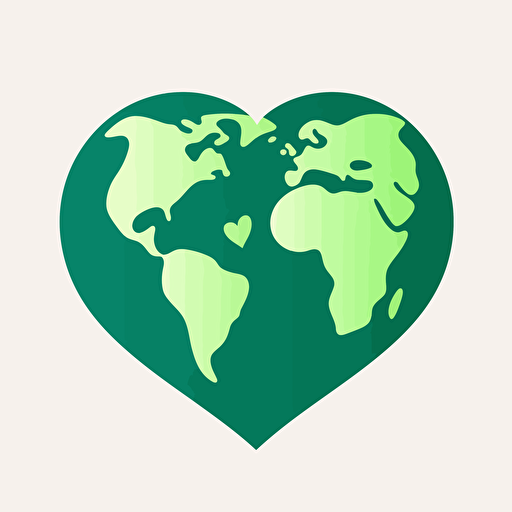heart shaped earth logo, vector, solid colors