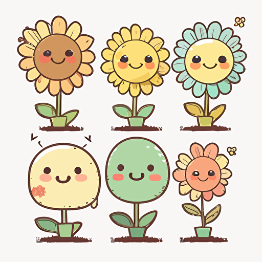 cute flower kawaii style, vector clipart