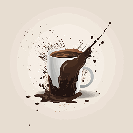 simple vector image of coffee cup on its side with coffee spilling out
