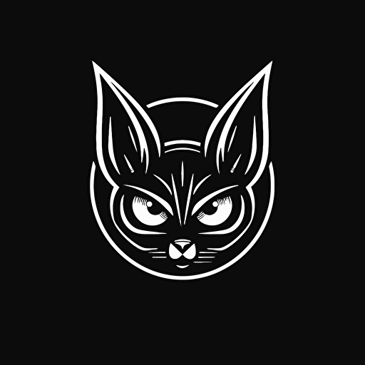 Minimalistic logo, Menacing, Alien Cat, Big Ears, Vector