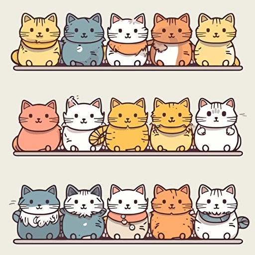 Cat Vector Cute Cartoon Children Book Style Sticker border no background