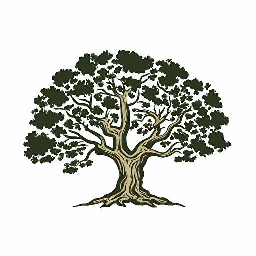 oak tree vector design to be used in a logo. Simplistic only two colours