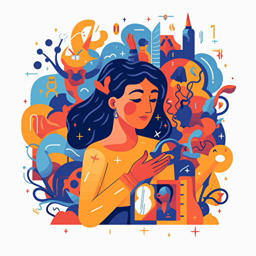Person finding, realizing and paying attention to unique talents and differences from other people. Psychological concept of human authenticity, otherness and uniqueness. Flat vector illustration