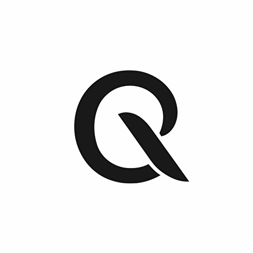 dynamic iconic logo of letter 'Q' for Quotela , black vector on white background