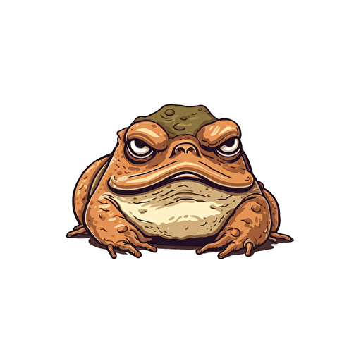 flat vector logo of a grumpy wrinkly hairy old toad, minimalistic, white background