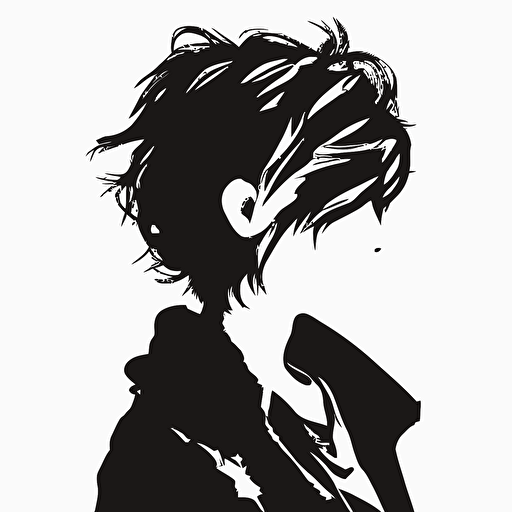 silhouette of a person, black on white background, flat vector art, black and white