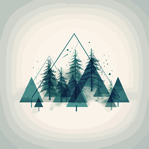 Minimalist vector logoof triangles placed above each crossing point represent spruce trees, adding a modern, geometric touch. The triangles gradually increase in size as they move upwards, creating an abstract forest effect. ::2
