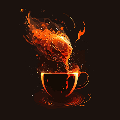 a vector image of coffee on fire