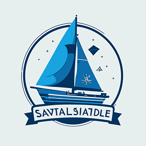 sailboat adventures trading marketplace startup logo, blue, vector, modern, minimalistic