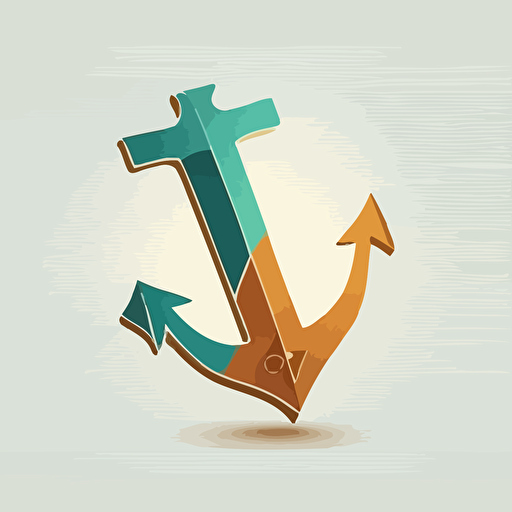 flat logo anchor with letter V, vector