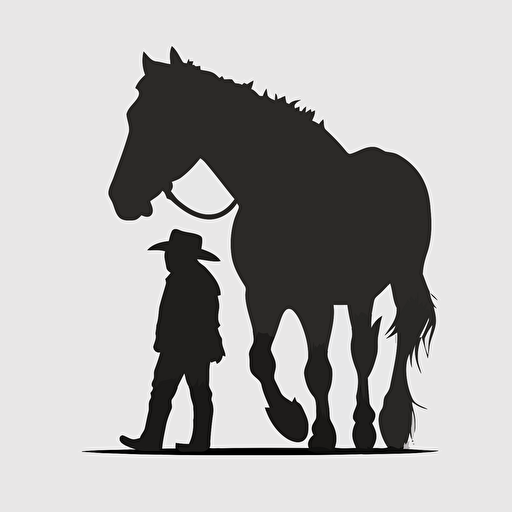 minimalistic vector silhouette of walking pony with cowboy hat, cute, retro, iconic.