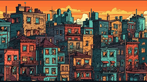 a city background, gangster style, cartoon, simple, colorful, vector