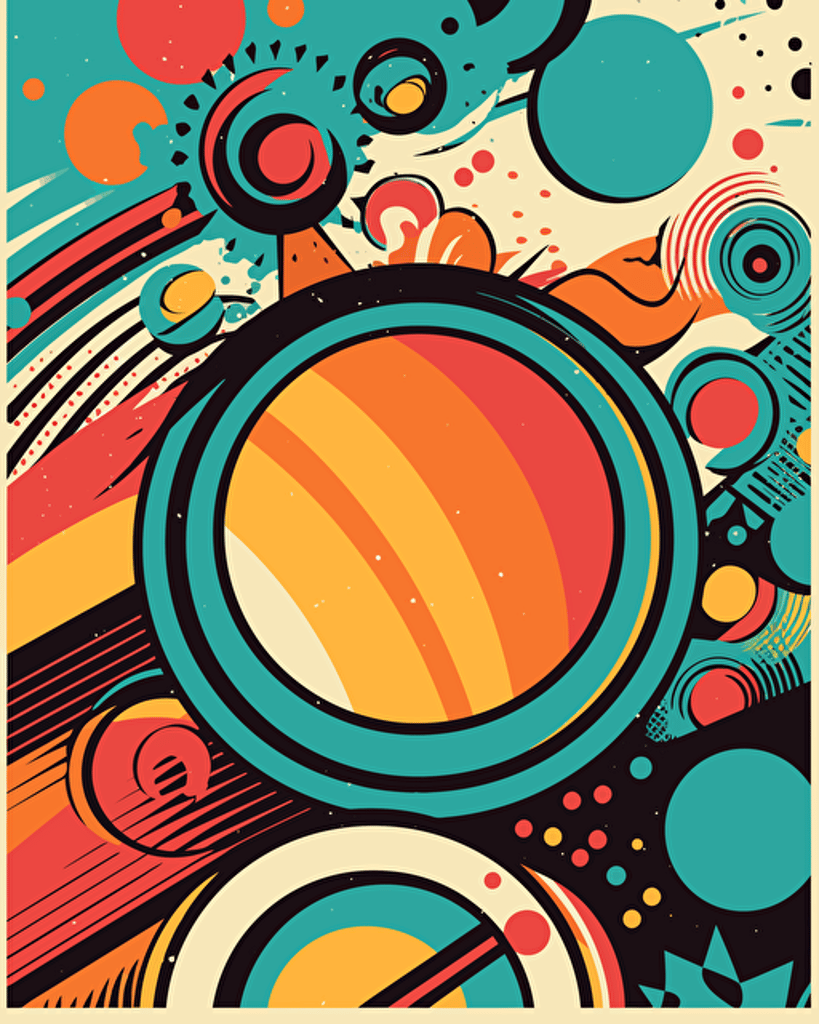 1960s Pop Art, creative elements, white background, vector style, retro aesthetic, sticker design, nostalgia, retro colors, 16K resolution, Unreal Engine, transparent background, no text, no numbers.