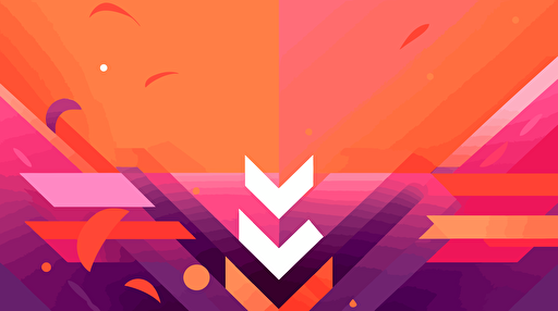 flat modern vector rectangle with an arrow pointing up, colour scheme, bright orange, purple and light pink, fluid shapes, evoking a feeling of hopefulness and determination