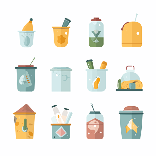 Logo design, household garbage classification, flattening, 2D, white background, simple style, vector