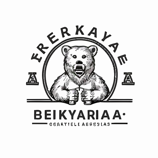 logotype electrician bear, company name Rymarks Elektriska, white background, vector style