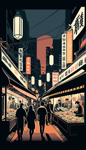 Taipei night market, vector art
