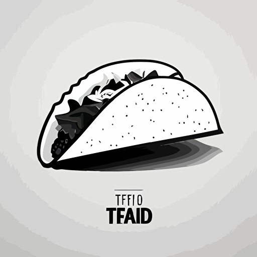 taco vector drawing, simple outline, vector, clean, modern, hipster, black, white background, by Keith Herring
