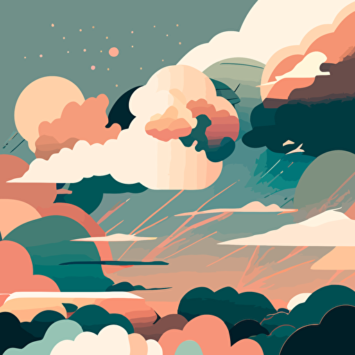 flat vector detailed image of sky, muted colors, high resolution, abstract collage qualities,