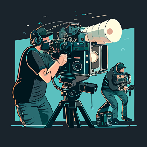 production cinema team shooting action movie warm vector illustration highly detailed