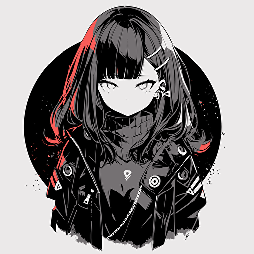 A monochromatic girl icon, using grayscale tones and a pop of color to create a visually engaging and stylish design, vector illustration,