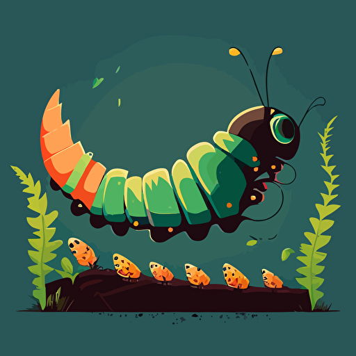 simple vector illustration of process showing caterpillar turns into a beatiful butterfly