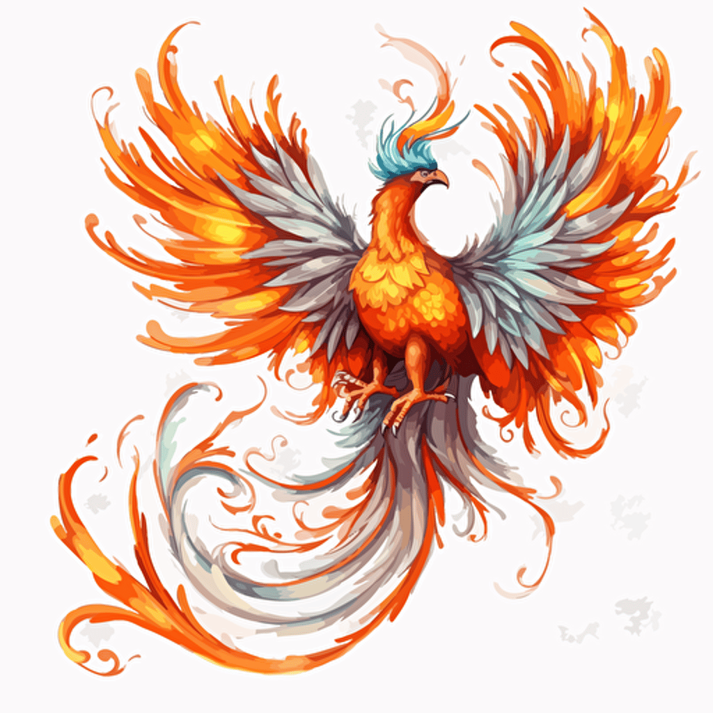 epic phoenix bird sticker png hq white background vector