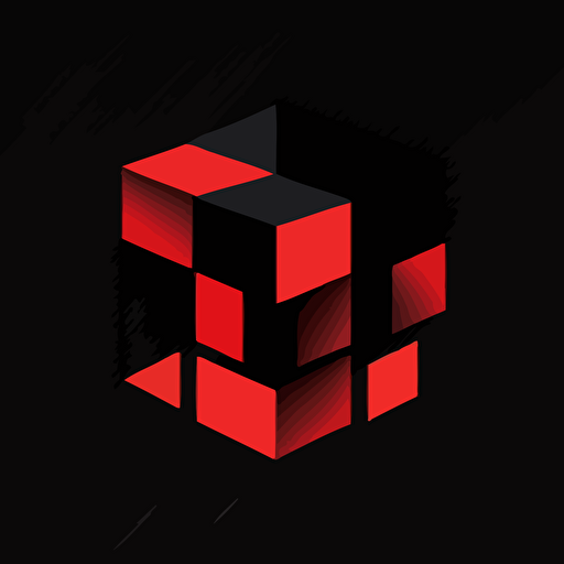 logo, minimalist, vectorized, red and black colors, print layer , delicacy, 5 small cubes on a straight line each with different shades of red, black background