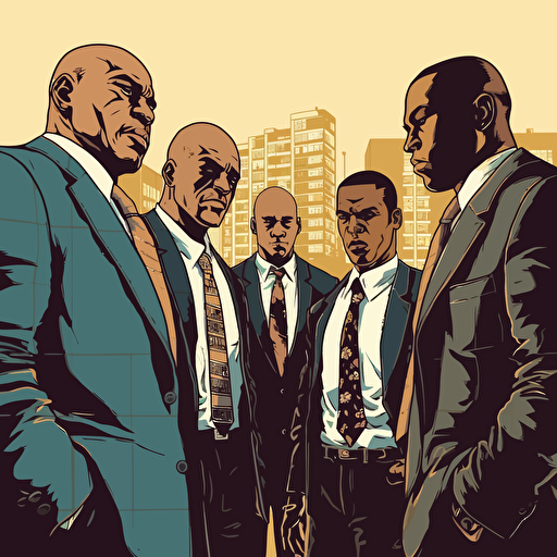 a meeting with modern gangstas in suit, vector art