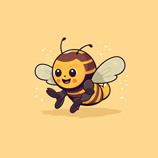 brand logo cute bee flying , ghibli style , flat design, minimalist, vectorial