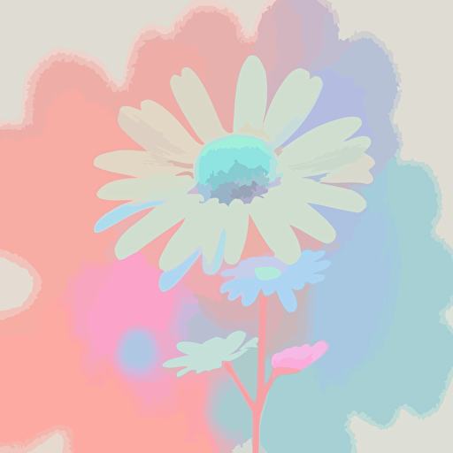 A flower: trippy, acid core, minimalism, vector art, hippie art, colorful, pencil illustration, simple art, soft palette, pastel color