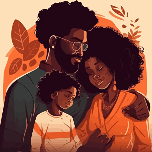 vector illustration of extremely beautiful black couple celebrating black love, with son