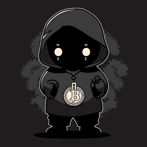 baby saoshi nakamoto with btc symbol with both hands in the air, vectorized