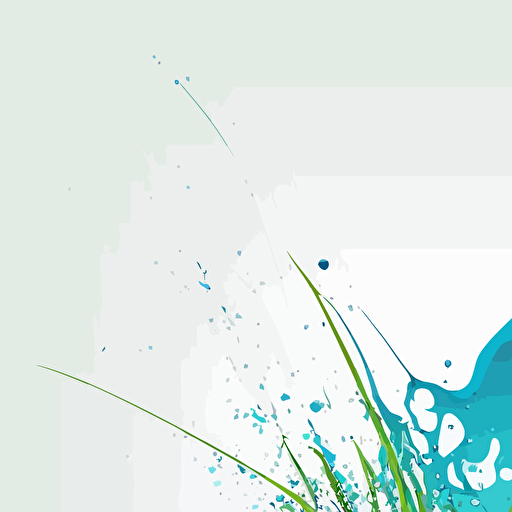 blue splash vector, with grass, oblong, 2d