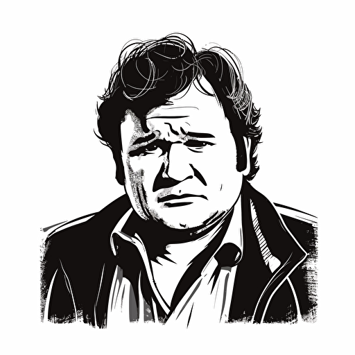 Chubby han solo illustration, looking at the camera, minimal, outline strokes only, black and white, logo, vector, white background