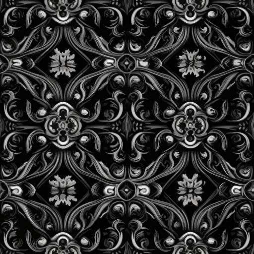 black and white vector pattern, gothic pattern tile, seamless, no gradient, no shadows, fill frame,