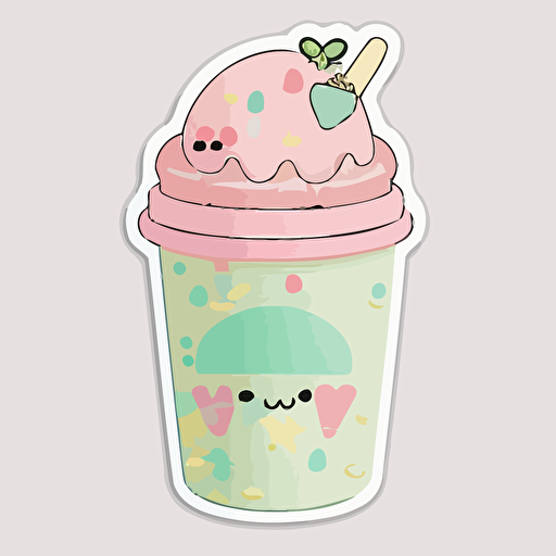 sticker flat vector art,2D kawaii, boba cup,cute,colorful disney-inspired