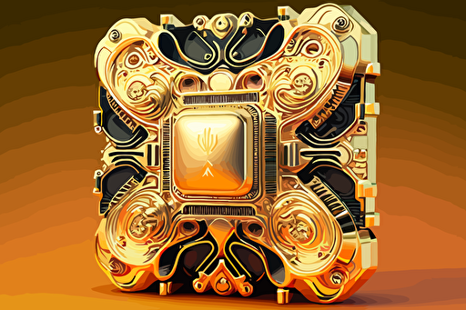 a golden computer chip, shiny and reflective, extravagant valuable exclusive in vector art, inspired by NEVERCREW, reddit, beautiful art uhd 4 k, trending on artstration, best of behance, avatar image