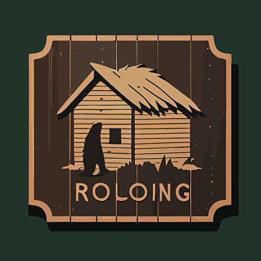 a wood sign for a cabin with a porcupine on it called Porcupine Cabin, minimal, flat, simple, vector