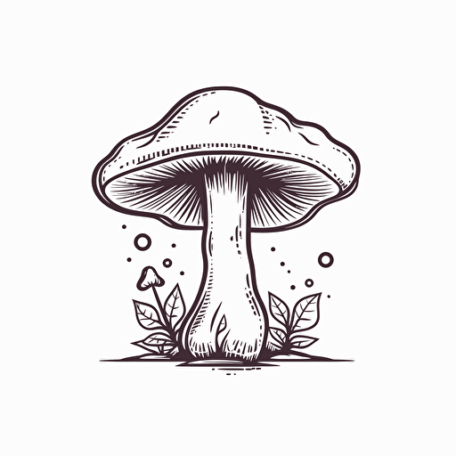 simple vector drawing outline of a mushroom