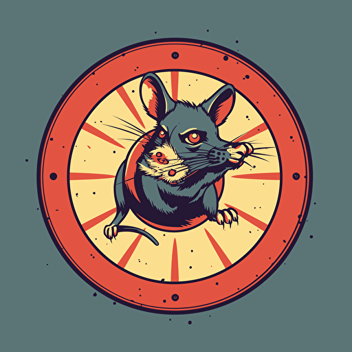 angry rat crawling out of a bullseye, vector art
