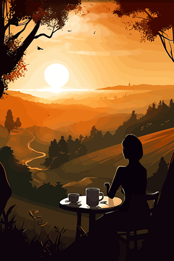 vector art, early morning coffee,